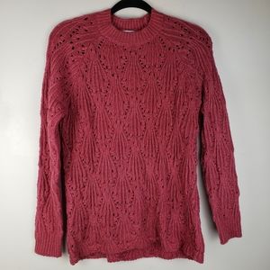 Pink Cotton Blend Pullover Sweater
